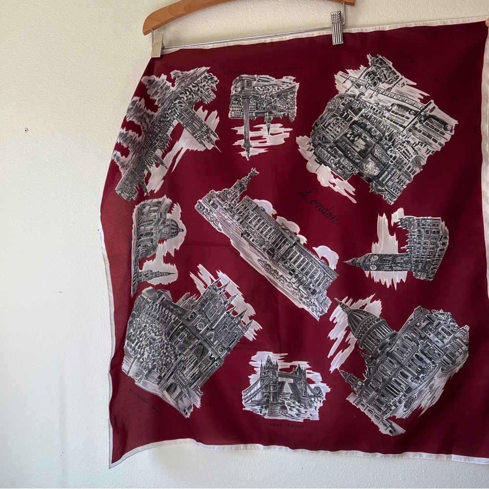 Vintage London England square souvenir neck‎ scarf